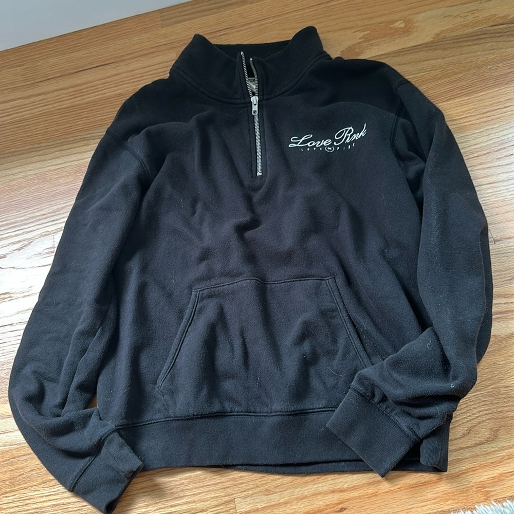 VS Pink Quarter Zip size small Victoria’s Secret sweatshirt black love pink